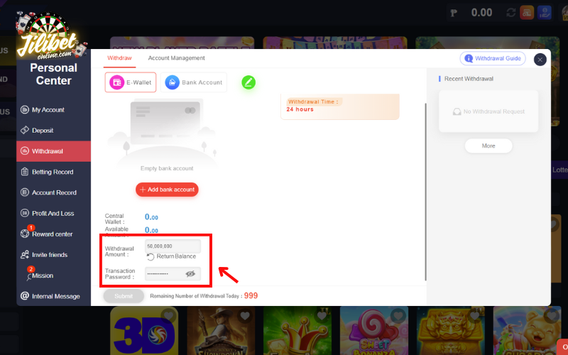 How to Withdraw Jilibet 72 enter-the-amount-to-withdraw-and-password