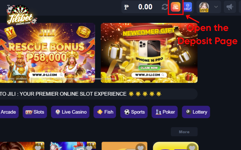 Jilibet Cash In Guide 2 open-the-deposit-page