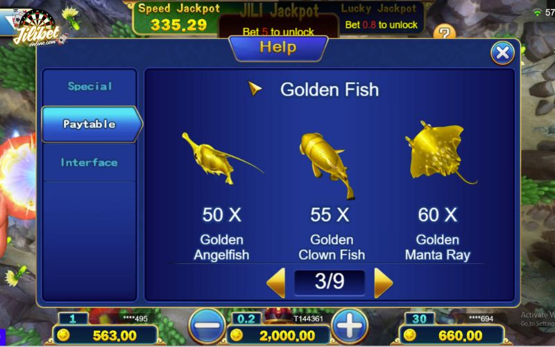 Jackpot Fishing – Shoot Fish, Beat Bosses and Win 888X Jackpots 9 pay-table-of-golden-fish